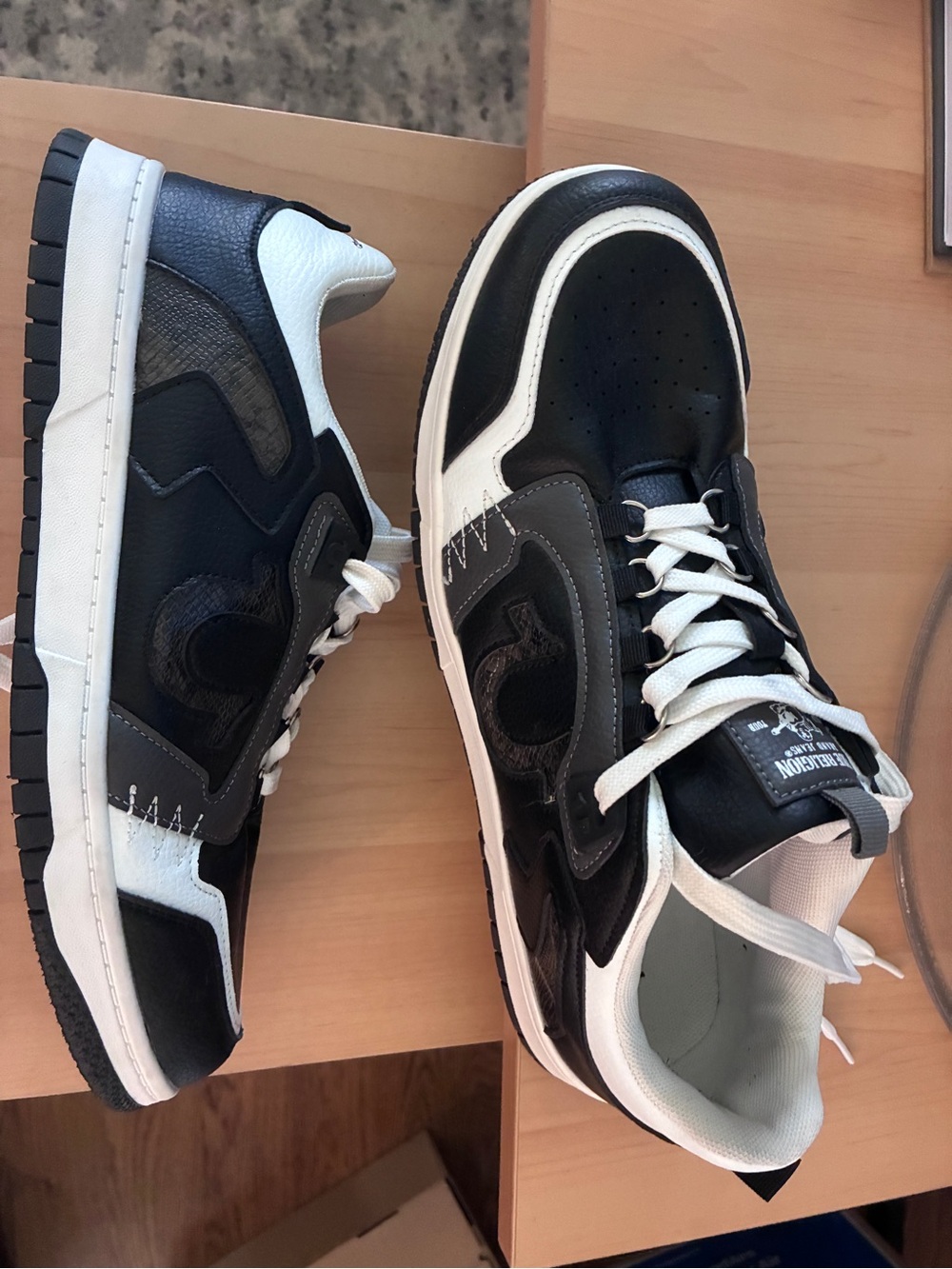 True Religion Black and White Graphic Sneakers, Men’s Size 12